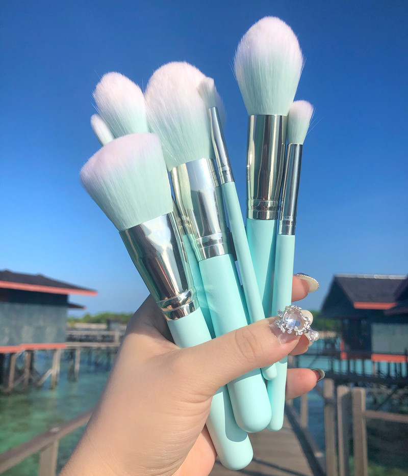12Pcs Makeup Brush Set Blue&Pink Eye Shadow Brush Bling Makeup Brushes Set