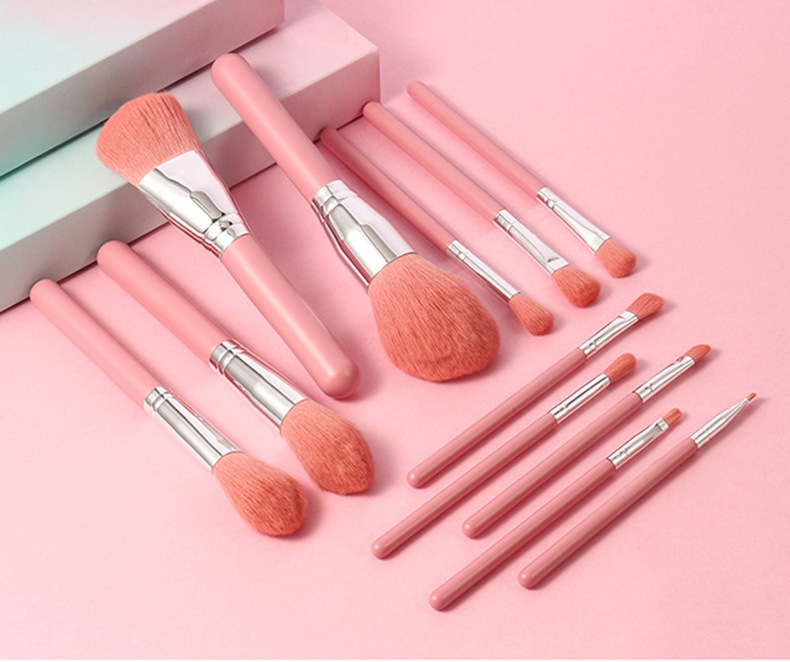 12Pcs Makeup Brush Set Blue&Pink Eye Shadow Brush Bling Makeup Brushes Set