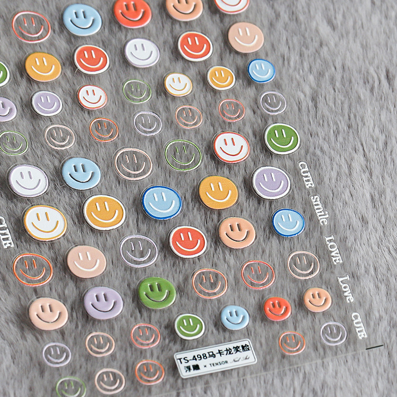 Premium Nail Art Stickers Colored Smiley Face Nail Decoration Nail Art In Stickers&Decals