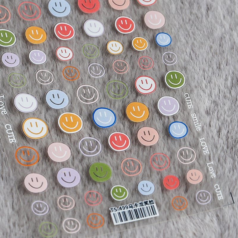 Premium Nail Art Stickers Colored Smiley Face Nail Decoration Nail Art In Stickers&Decals