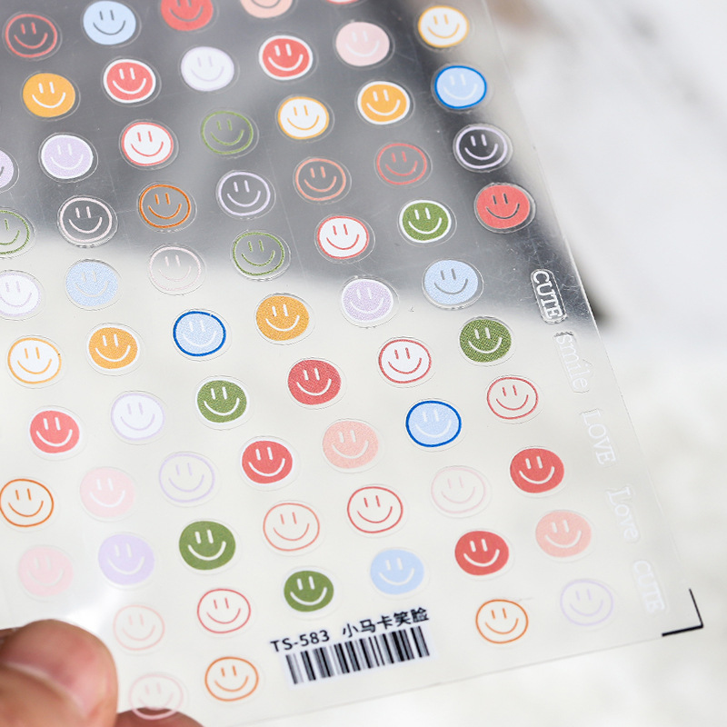 Premium Nail Art Stickers Colored Smiley Face Nail Decoration Nail Art In Stickers&Decals
