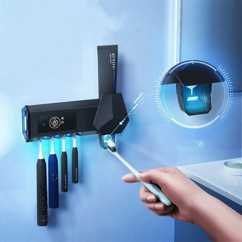 Solar ultraviolet sterilizer toothbrush holder automatic toothpaste squeezer dispenser