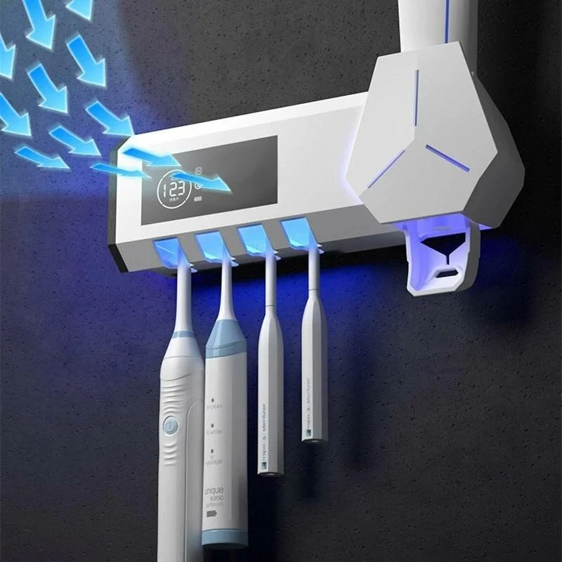 Solar ultraviolet sterilizer toothbrush holder automatic toothpaste squeezer dispenser