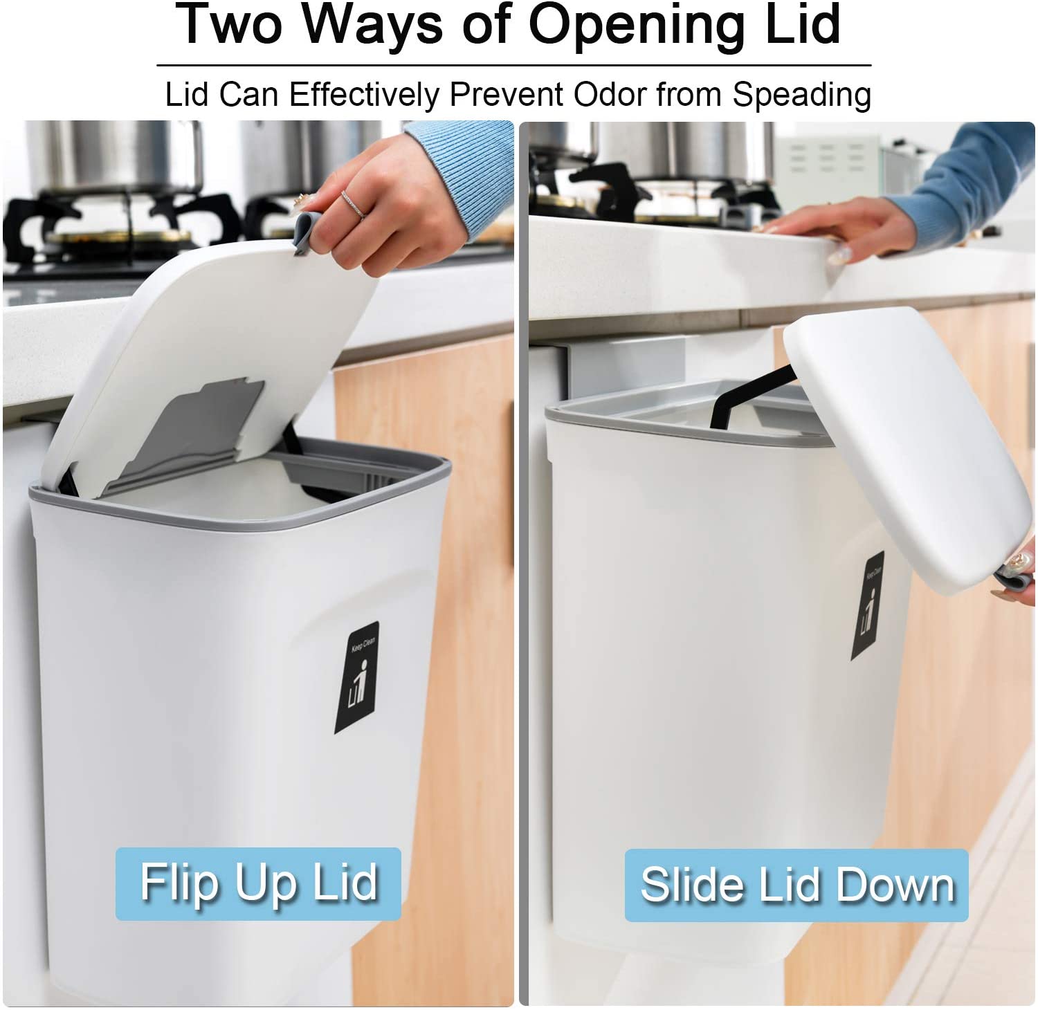 2.4 Gallon Kitchen Compost Bin for Counter Top or Under Sink, Hanging Small Trash Can with Lid for
