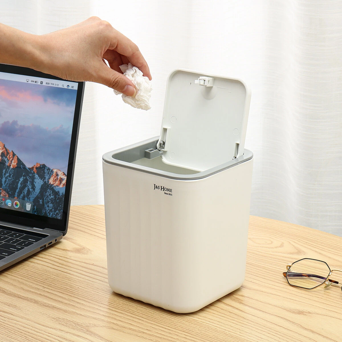 Desktop Mini Trash Can Press Type Garbage Can Waste Container for Office Home