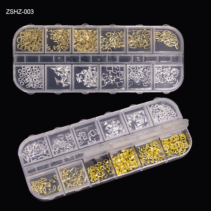 3D Nail Art Decoration Stickers Decals Gold Silver Mixed Fancy Shape Metal Nail Charms
