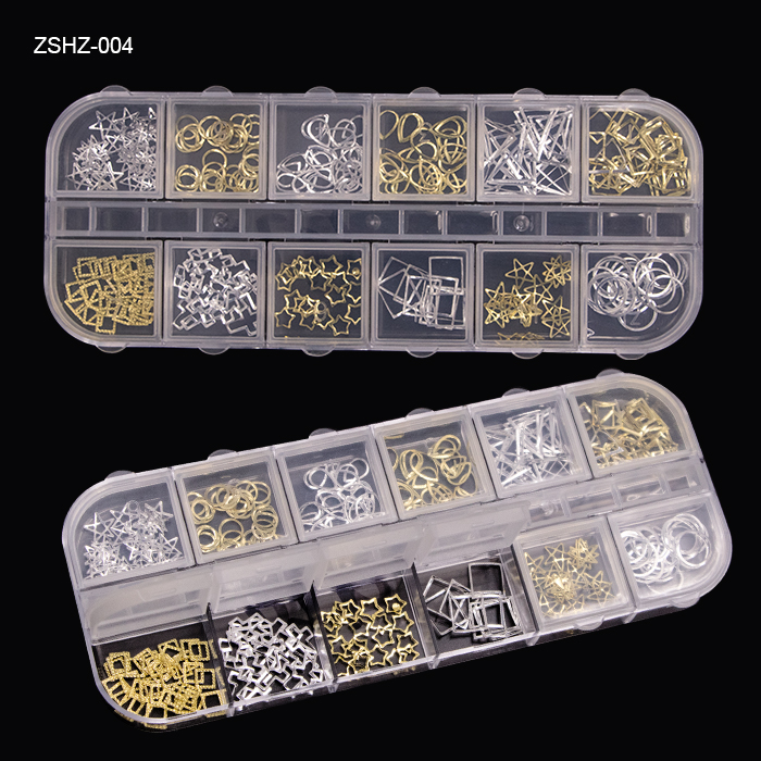 3D Nail Art Decoration Stickers Decals Gold Silver Mixed Fancy Shape Metal Nail Charms