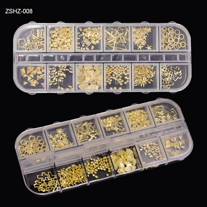 3D Nail Art Decoration Stickers Decals Gold Silver Mixed Fancy Shape Metal Nail Charms