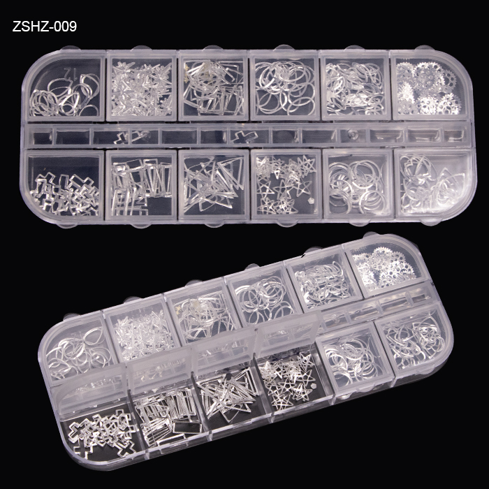 3D Nail Art Decoration Stickers Decals Gold Silver Mixed Fancy Shape Metal Nail Charms