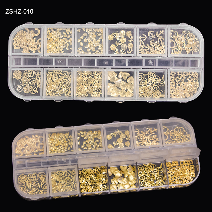 3D Nail Art Decoration Stickers Decals Gold Silver Mixed Fancy Shape Metal Nail Charms