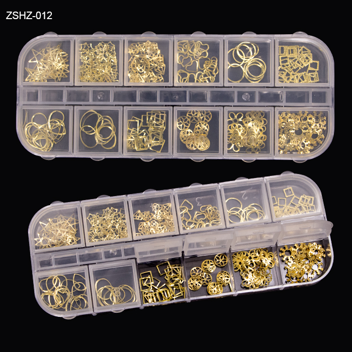 3D Nail Art Decoration Stickers Decals Gold Silver Mixed Fancy Shape Metal Nail Charms
