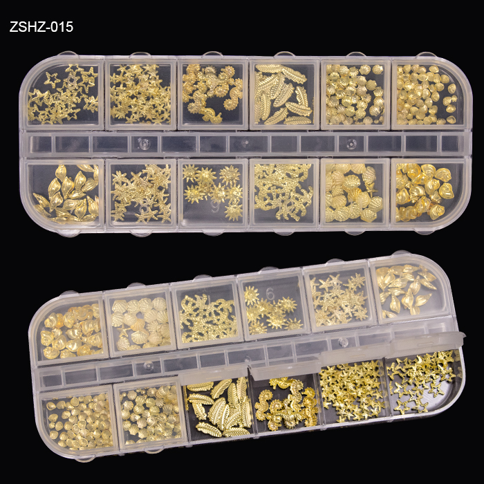 3D Nail Art Decoration Stickers Decals Gold Silver Mixed Fancy Shape Metal Nail Charms