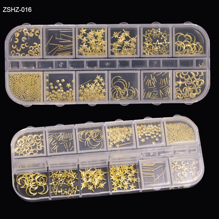 3D Nail Art Decoration Stickers Decals Gold Silver Mixed Fancy Shape Metal Nail Charms