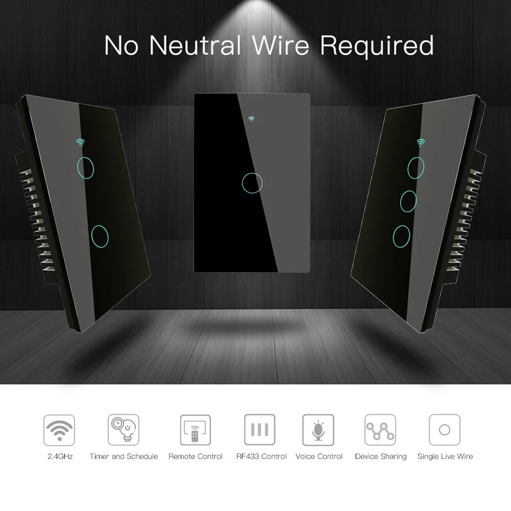 AC170-250V RF433 WiFi Smart Wall Touch Switch