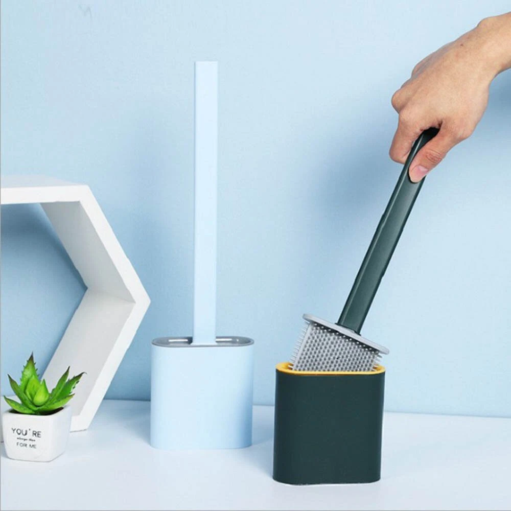 Soft Rubber Long Handle Toilet Brush Anti-skid TRP Brush Head Bathroom Toilet Cleaning Brush