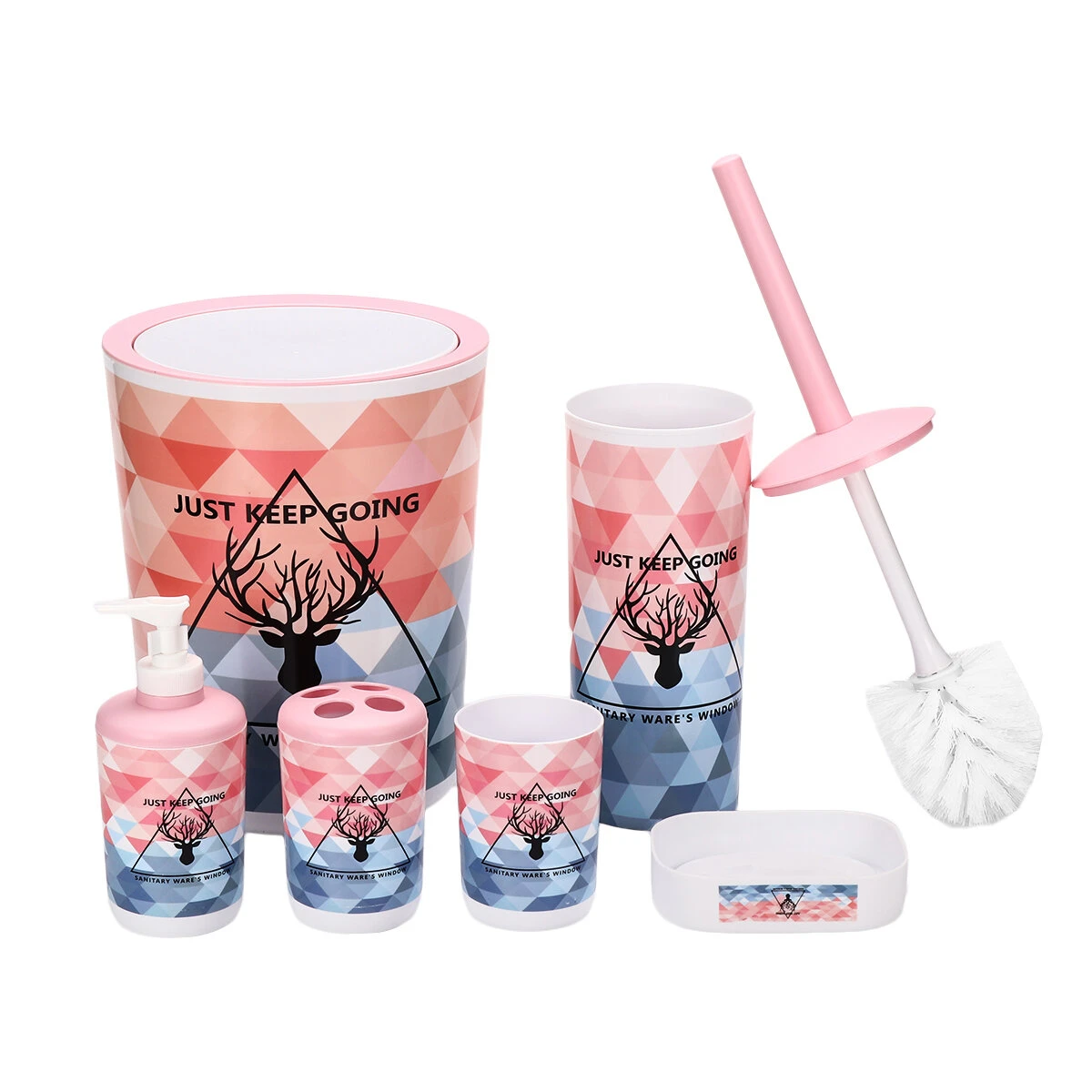 6Pcs Toiletries Bathroom Set Cup Toothbrush Holder Soap Dispenser Tray for Bathroom Decoration