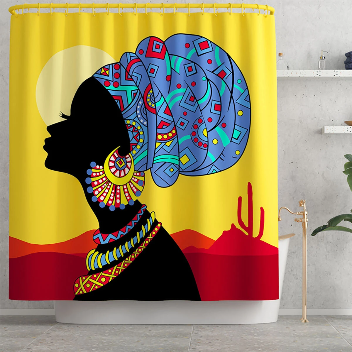 Retro style 3D printing shower curtain waterproof and mildew resistant non-slip bathroom curtains