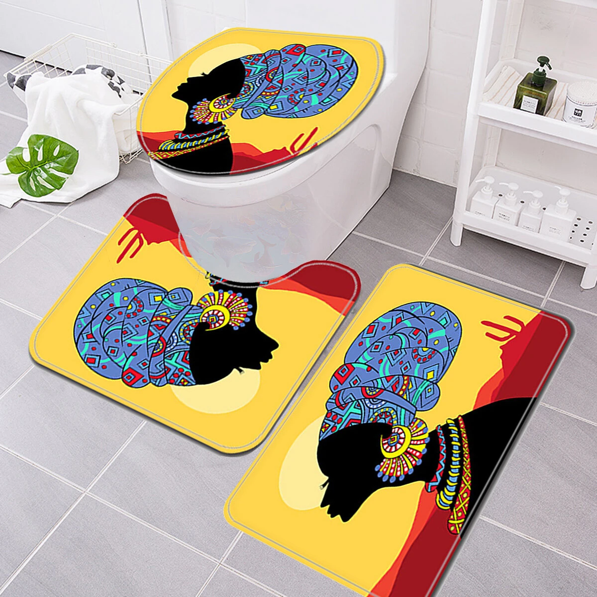 Retro style 3D printing shower curtain waterproof and mildew resistant non-slip bathroom curtains