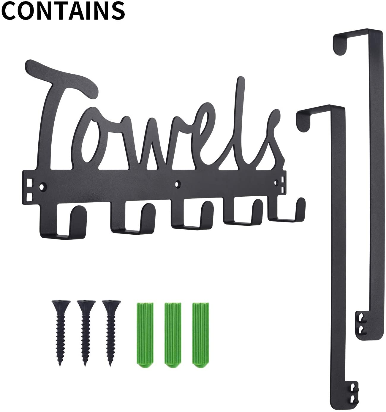 Duty Organizer on Bathroom Cabinet Cupboard Door Hooks for Towel, Robe,Coat, Bag,Keys - 5 Hooks