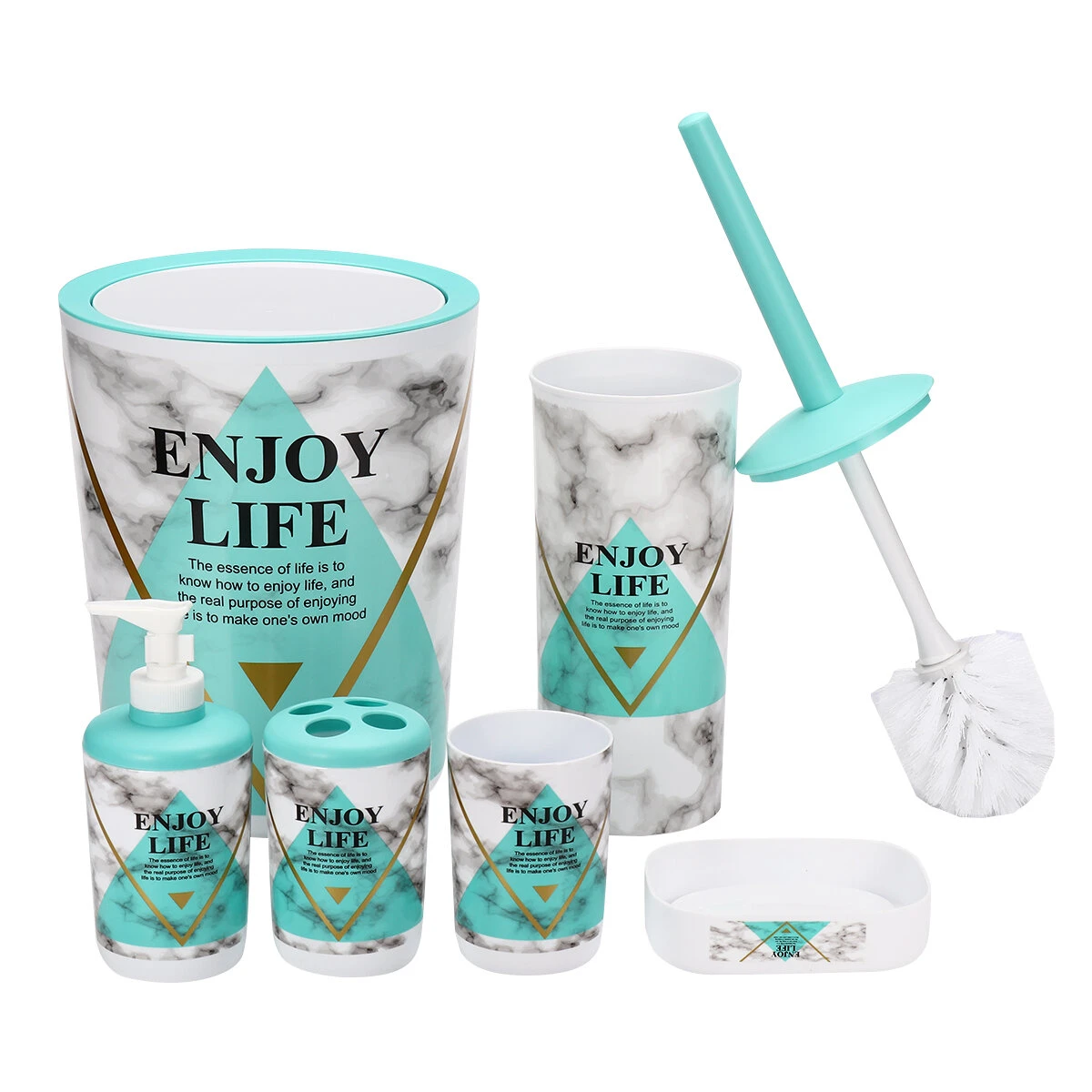 6Pcs Toiletries Bathroom Set Cup Toothbrush Holder Soap Dispenser Tray for Bathroom Decoration