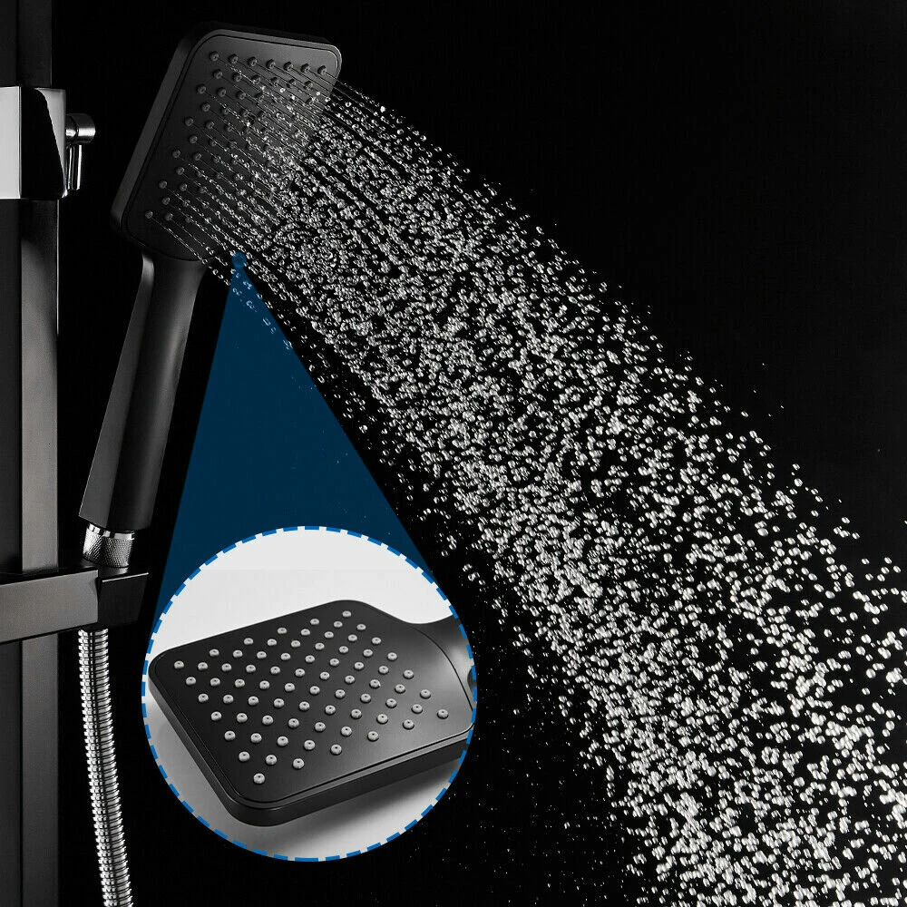 Black Shower System Thermostatic Shower Faucet Shower Column Handheld Shower Set - Normal