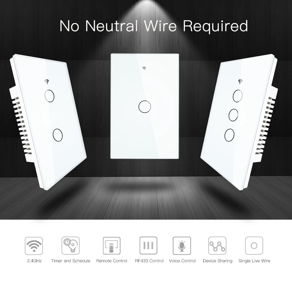 AC170-250V RF433 WiFi Smart Wall Touch Switch